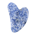 Speckled blue and white blue point stone gua sha, heart-shaped facial massage tool